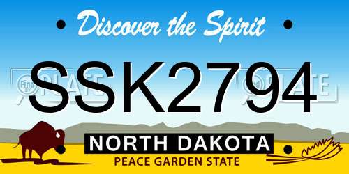 SSK2794 North Dakota License Plate