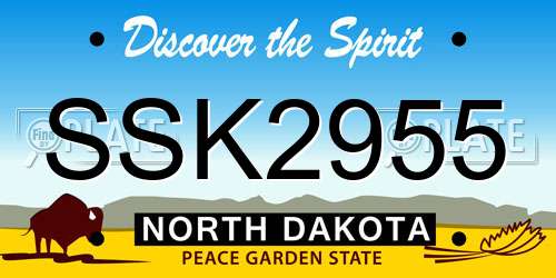 SSK2955 North Dakota License Plate