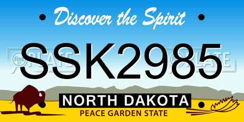 SSK2985 North Dakota License Plate