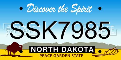SSK7985 North Dakota License Plate