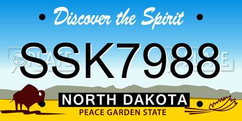 SSK7988 North Dakota License Plate