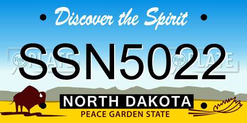 SSN5022 North Dakota License Plate