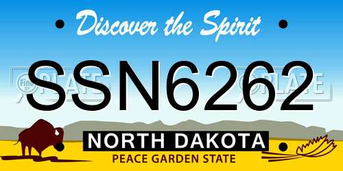 SSN6262 North Dakota License Plate