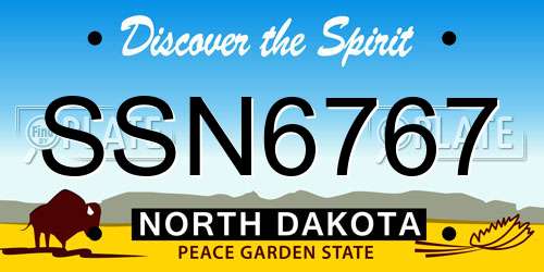 SSN6767 North Dakota License Plate