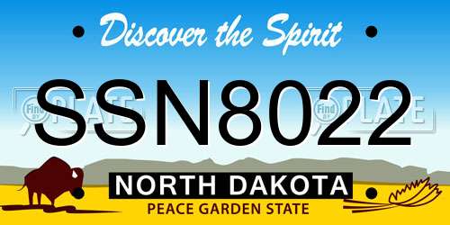 SSN8022 North Dakota License Plate