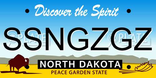 SSNGZGZ North Dakota License Plate