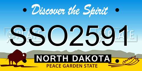 SSO2591 North Dakota License Plate