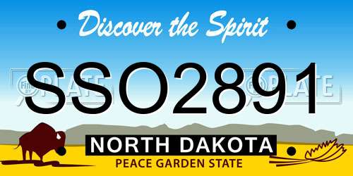 SSO2891 North Dakota License Plate