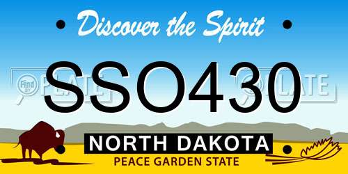 SSO430 North Dakota License Plate