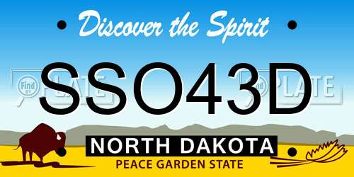 SSO43D North Dakota License Plate