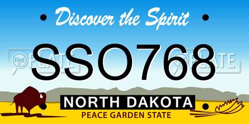 SSO768 North Dakota License Plate