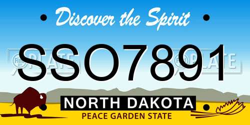 SSO7891 North Dakota License Plate
