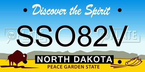 SSO82V North Dakota License Plate