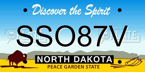 SSO87V North Dakota License Plate