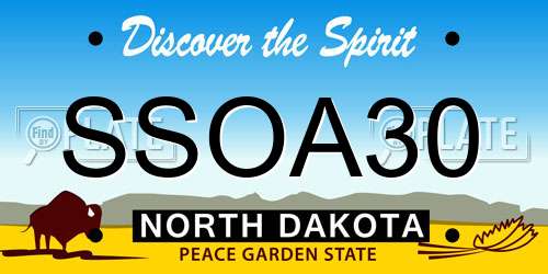 SSOA30 North Dakota License Plate