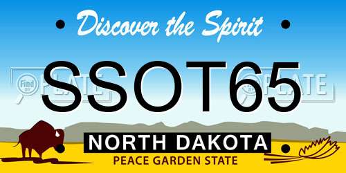 SSOT65 North Dakota License Plate