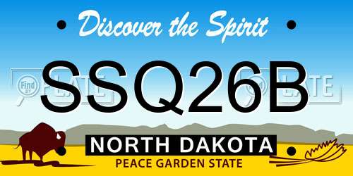 SSQ26B North Dakota License Plate