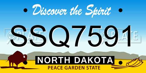 SSQ7591 North Dakota License Plate