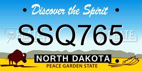 SSQ765 North Dakota License Plate