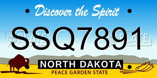 SSQ7891 North Dakota License Plate