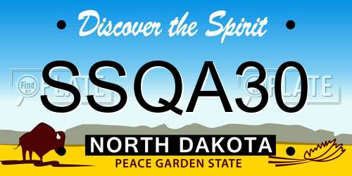 SSQA30 North Dakota License Plate