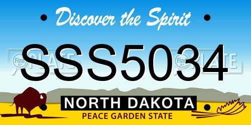 SSS5034 North Dakota License Plate