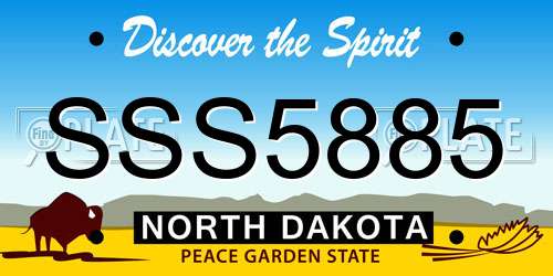 SSS5885 North Dakota License Plate