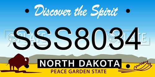 SSS8034 North Dakota License Plate
