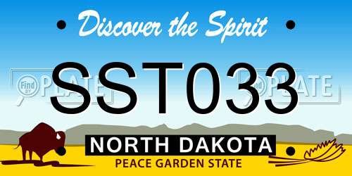 SST033 North Dakota License Plate