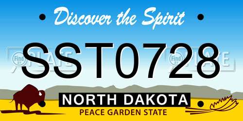 SST0728 North Dakota License Plate