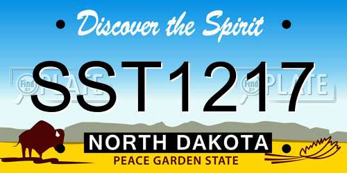 SST1217 North Dakota License Plate