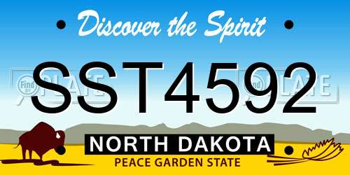 SST4592 North Dakota License Plate