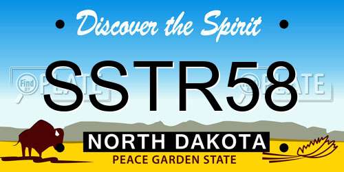 SSTR58 North Dakota License Plate