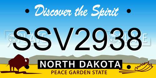 SSV2938 North Dakota License Plate