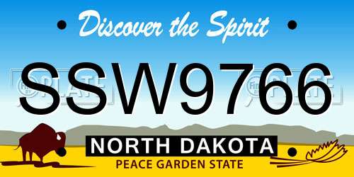 SSW9766 North Dakota License Plate