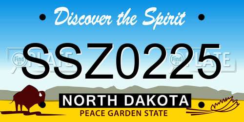 SSZ0225 North Dakota License Plate