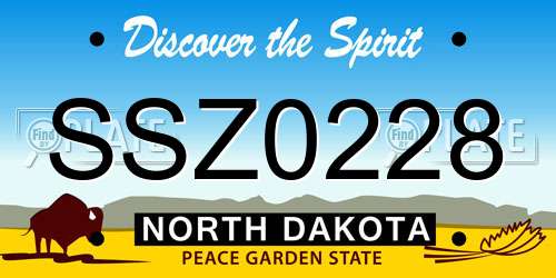 SSZ0228 North Dakota License Plate