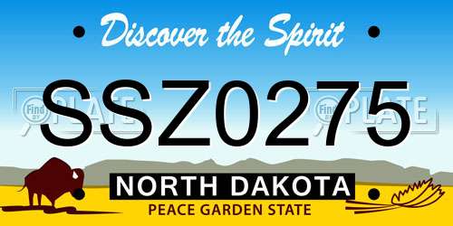 SSZ0275 North Dakota License Plate