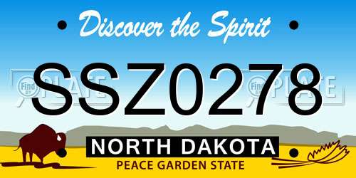 SSZ0278 North Dakota License Plate