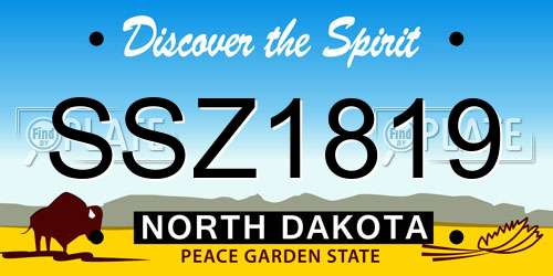 SSZ1819 North Dakota License Plate