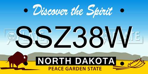 SSZ38W North Dakota License Plate