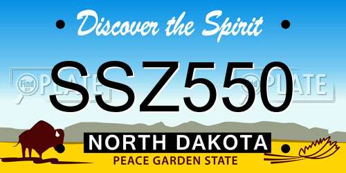 SSZ550 North Dakota License Plate