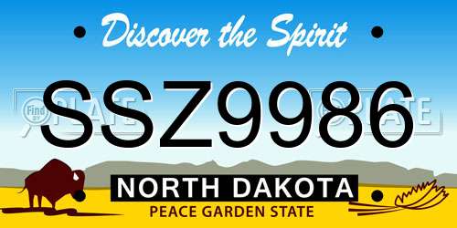 SSZ9986 North Dakota License Plate