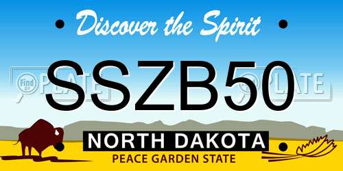 SSZB50 North Dakota License Plate