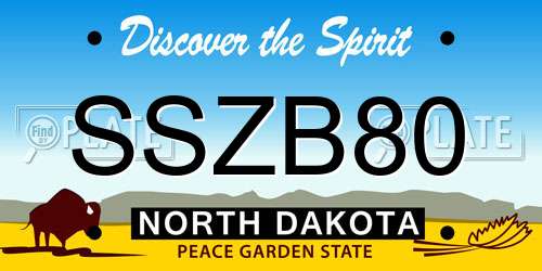 SSZB80 North Dakota License Plate