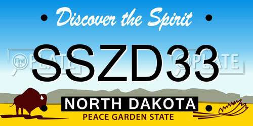 SSZD33 North Dakota License Plate