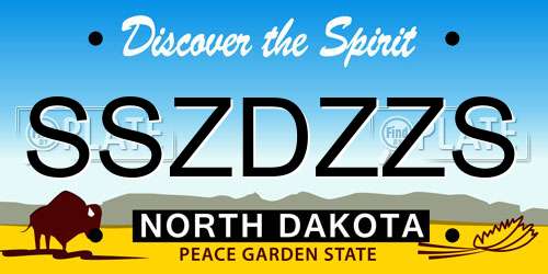 SSZDZZS North Dakota License Plate