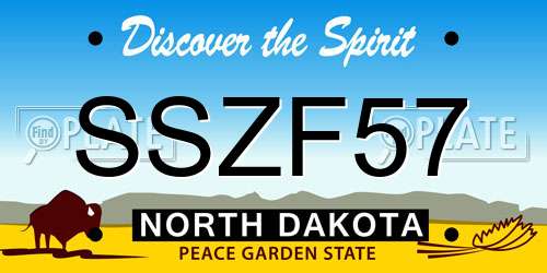 SSZF57 North Dakota License Plate