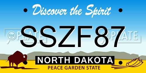 SSZF87 North Dakota License Plate