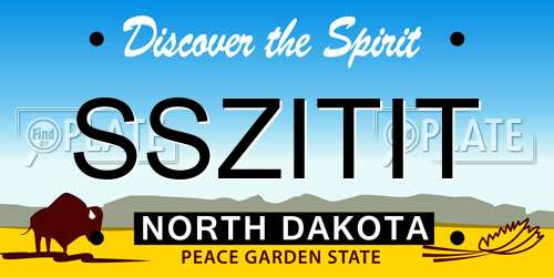 SSZITIT North Dakota License Plate